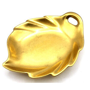 Vtg PICKARD Rose & Daisy 228 Gold Encrusted Porcelain Leaf Vanity Candy Trinket